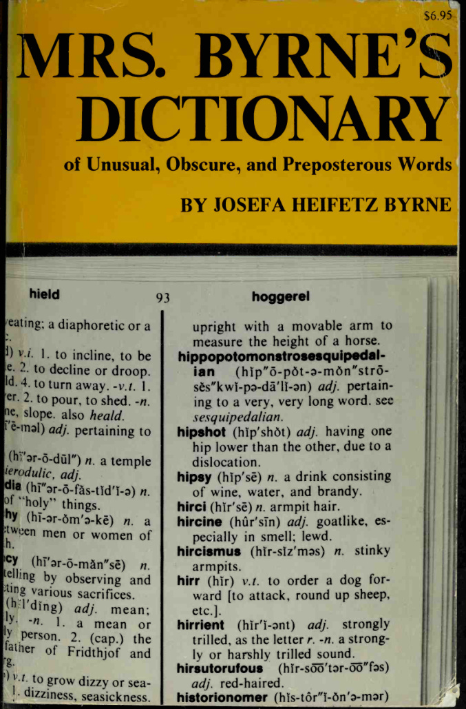mrs Byrnes Dictionary Of Unusual Obscure And Preposterous Words Josefa Heifetz Kitap Kapağı