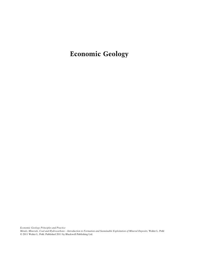 Economic geology L Pohl Kitap Kapağı