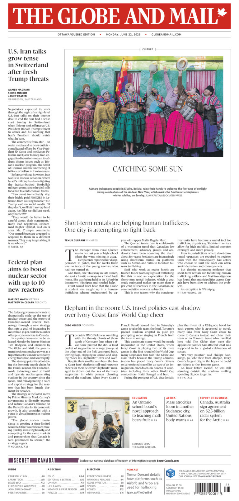 The Globe and Mail OttawaQuebec Edition June 22 2026 The Globe and Mail Kitap Kapağı