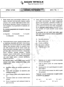 KPSS / GYGK Genel Yetenek Test Kitapçığı PDF