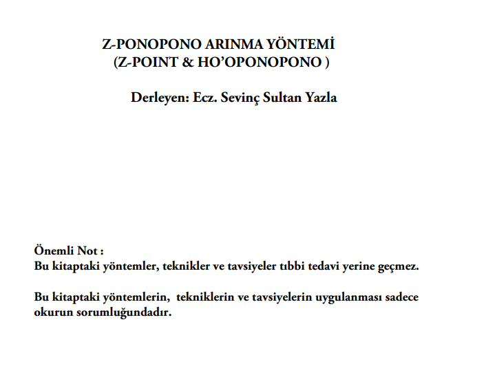 Z-Ponopono: Arınma Yöntemi PDF