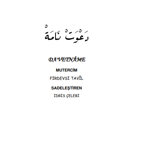 Firdevsî Tavîl - Da’vetnâme PDF