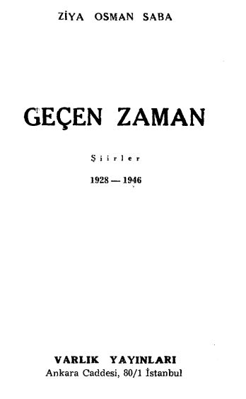 Ziya Osman Saba - Geçen Zaman PDF