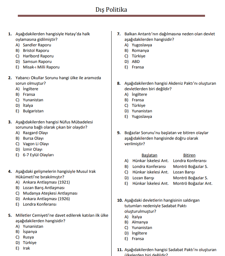 Dış Politika - KPSS Test Kitapçığı PDF