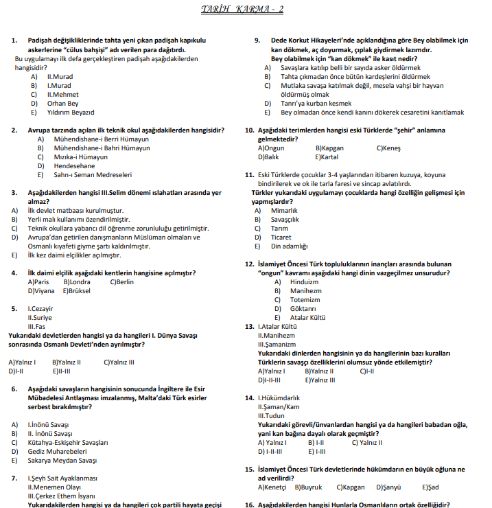 TARİH KARMA - 2 - PDF KPSS Test Kitapçığı