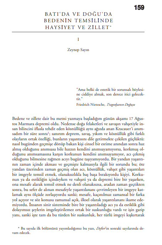 Batı'da ve Doğu'da Bedenin Temsilinde Haysiyet ve Zillet I PDF