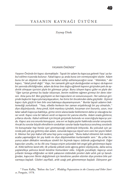 Zeynep Direk - Yasanın Kaynağı Üstüne PDF