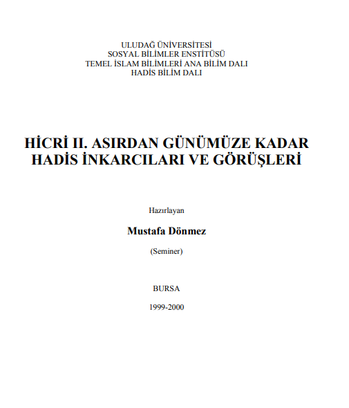 Hicrî II. Asırdan Günümüze Hadis İnkarcıları – PDF