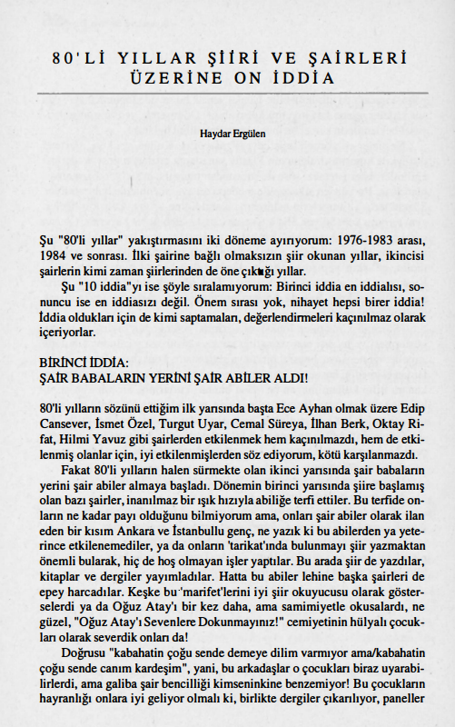 80’li Yıllar Şiiri ve Şairleri Üzerine On İddia PDF