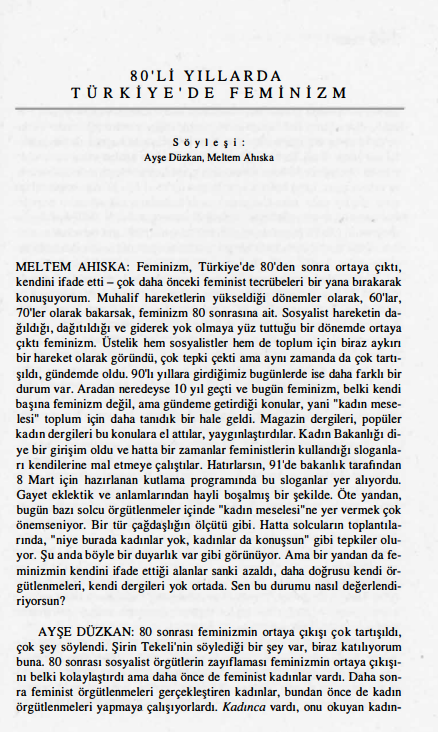 80’li Yıllarda Türkiye’de Feminizm