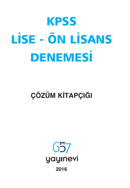 KPSS Lise – Önlisans Denemesi Çözüm Kitapçığı