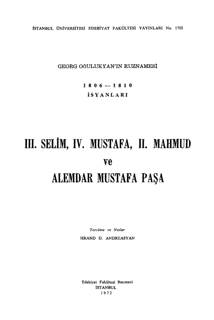 1806-1810 İsyanları: III. Selim, IV. Mustafa, II. Mahmud ve Alemdar PDF