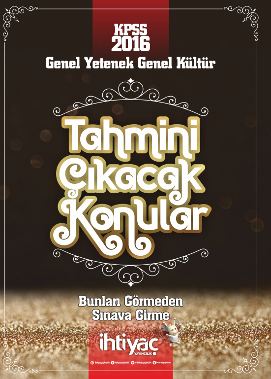 KPSS 2016 Genel Yetenek – Genel Kültür Tahmini Çıkacak Konular PDF