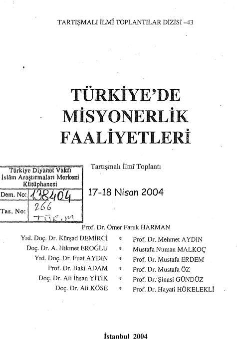 Türkiye’de Misyonerlik Faaliyetleri PDF