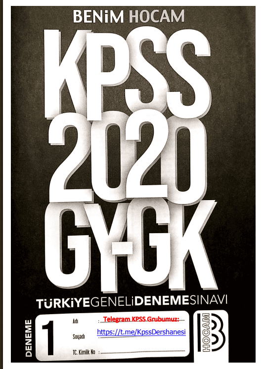 2020 Benim Hocam KPSS Genel Kültür – Genel Yetenek Deneme Sınavı