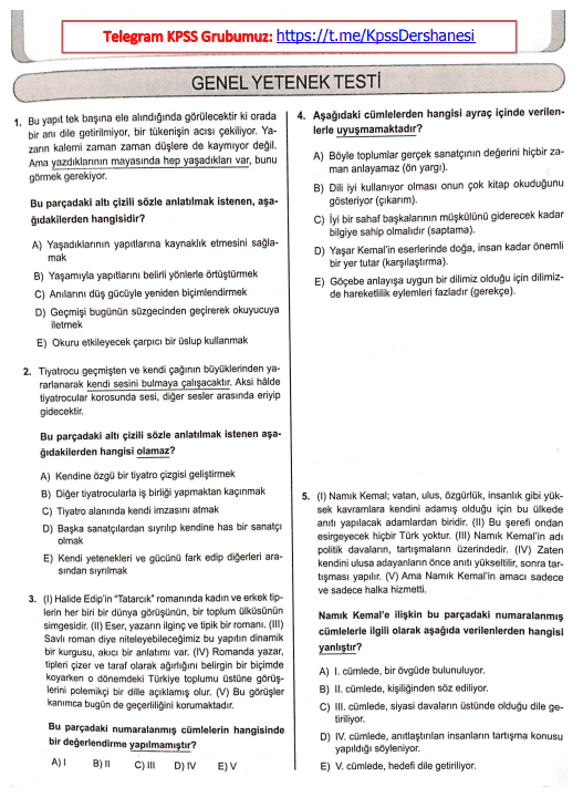 2020 D1 DATA GKGY KPSS Test Kitapçığı PDF