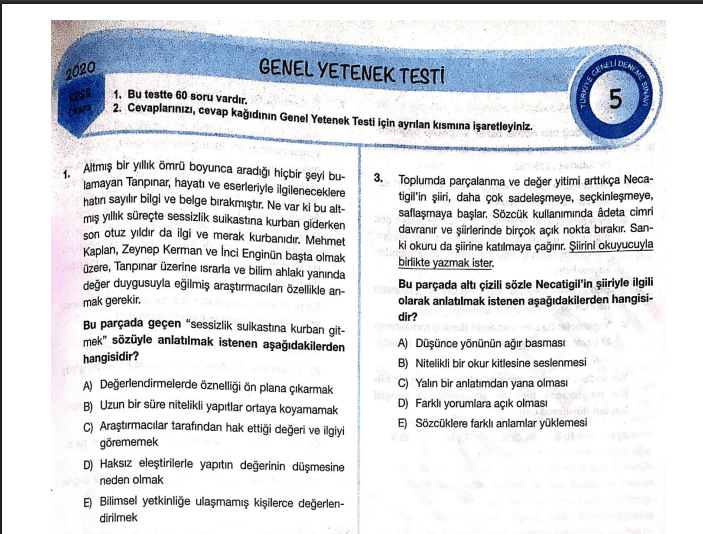 2020 KPSS Pegem Genel Kültür – Genel Yetenek Test Kitapçığı