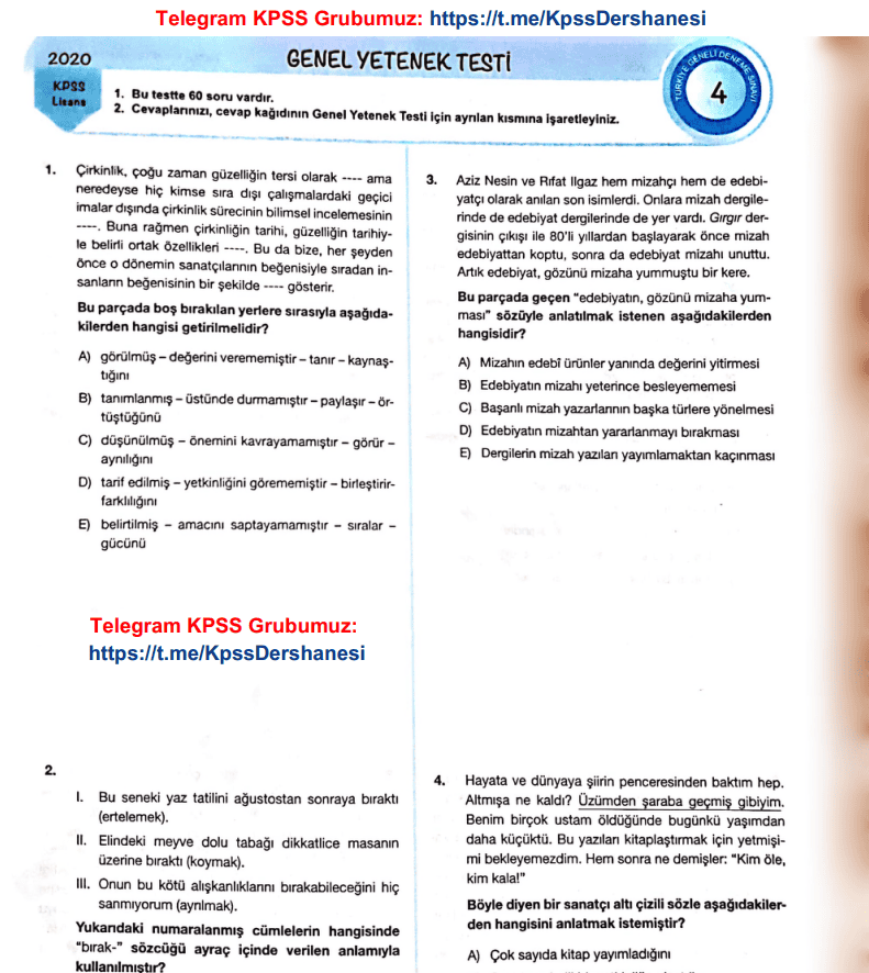 2020 KPSS Pegem TG4