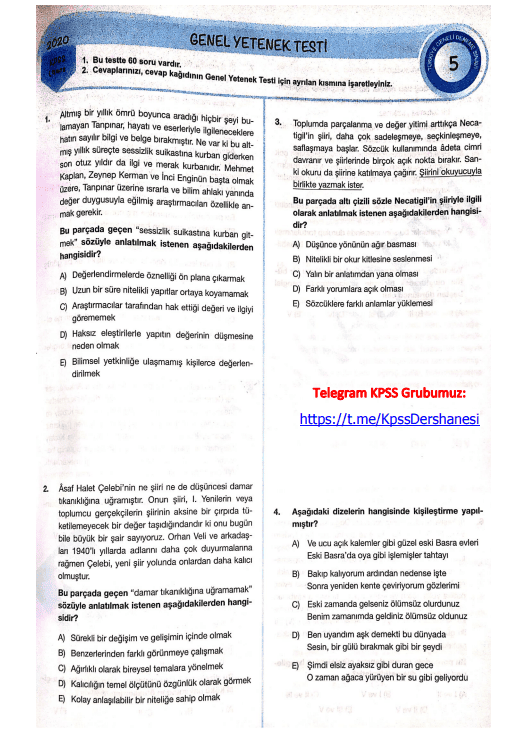 2020 Pegem TG5 KPSS
