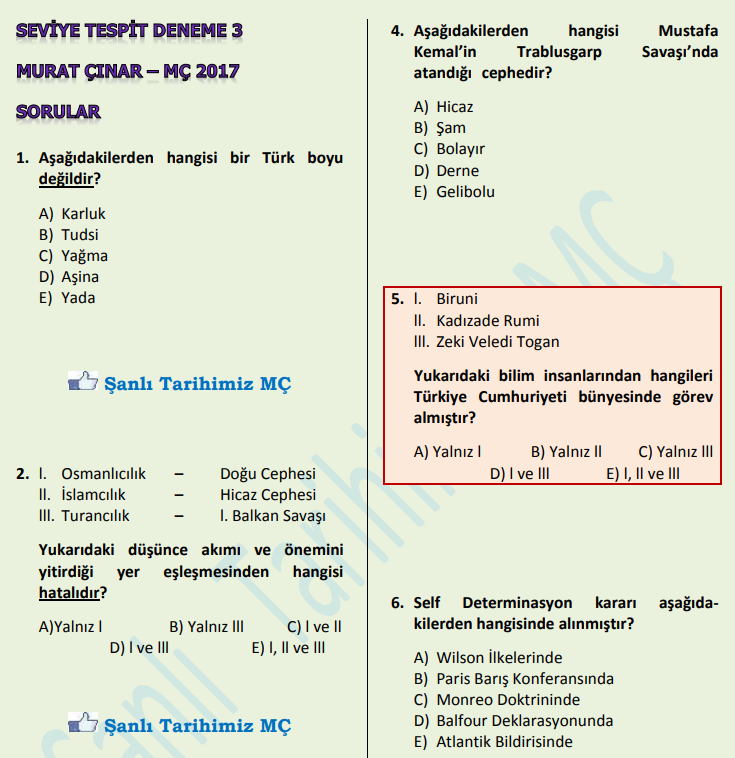 İnkılap Tarihi Çözümlü Deneme KPSS PDF
