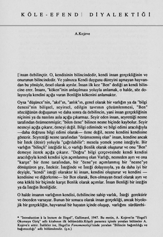 A. Kojève - Köle-Efendi Diyalektiği PDF