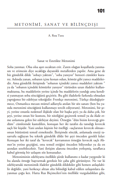 A. Rıza Tura - Metonimi, Sanat ve Bilinçdışı PDF