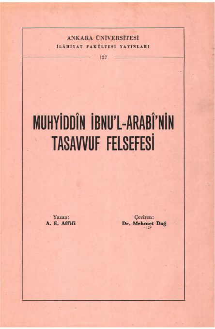 A. E. Affifi - Muhyiddin İbnü’l-Arabî’nin Tasavvuf Felsefesi PDF