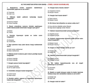 KPSS Son Bakış – Temel Hukuk Kavramları PDF Test Kitapçığı