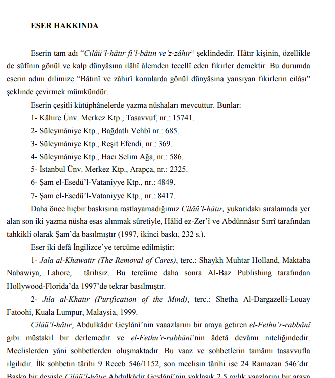 Abdulkadir Geylani - Cilaul Hatır PDF