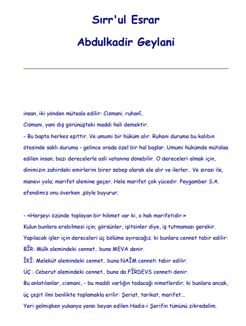 Abdulkadir Geylani - Sır’rul-Esrar PDF