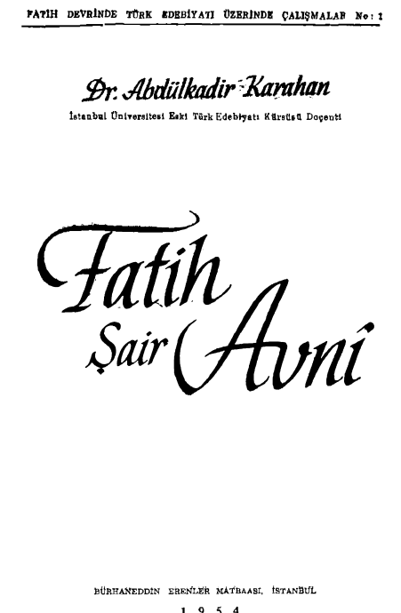 Abdulkadir Karahan - Fatih Şair Avni Burhaneddin PDF