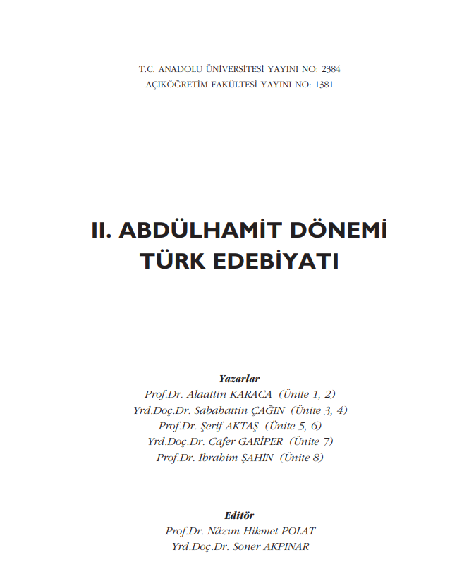 2. Abdülhamit Dönemi Türk Edebiyatı PDF Kitap