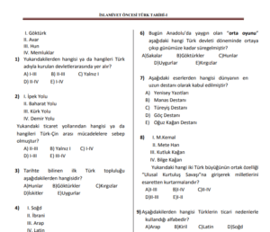 İslamiyet Öncesi Türk Tarihi – I PDF Test Kitapçığı
