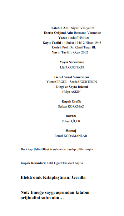 Adolf Hitler - Vasiyetim PDF