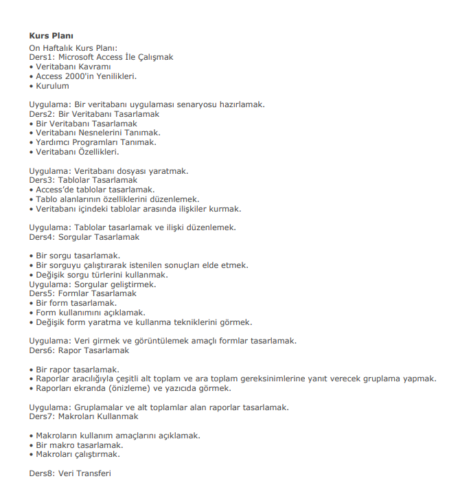 Microsoft Access Nedir? Nasıl Kullanılır PDF