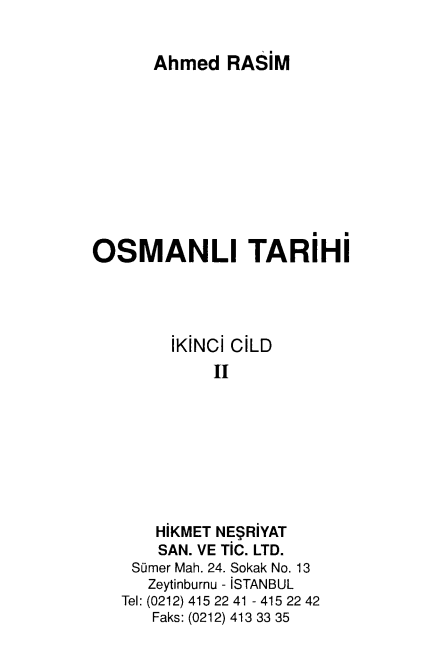 Osmanlı Tarihi 2 PDF | Ahmet Rasim
