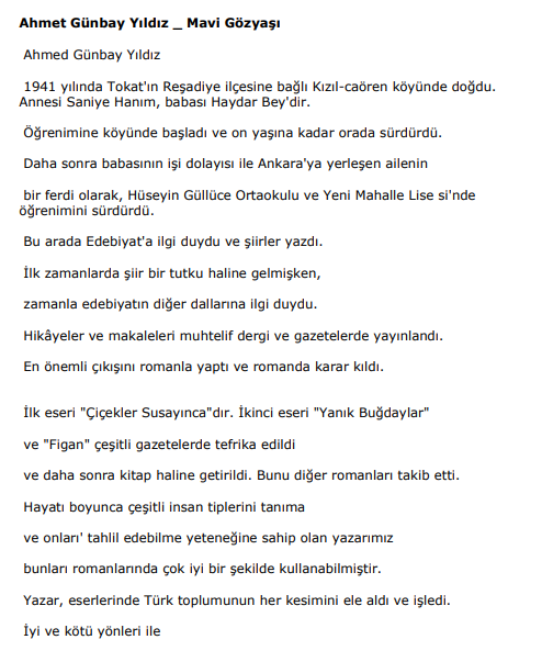 Mavi Gözyaşı PDF | Ahmet Günbay Yıldız