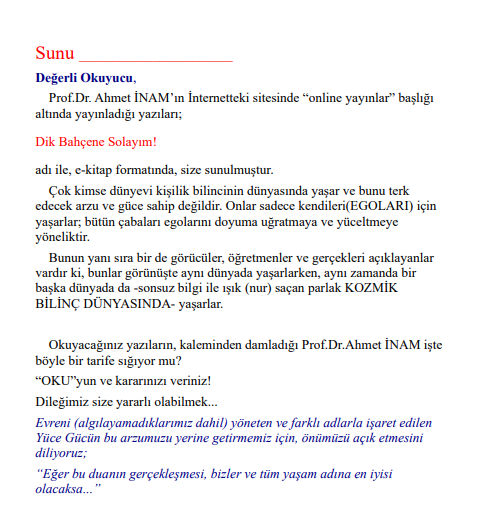 Dik Bahçene Solayım PDF | Ahmet İnam