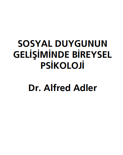Bireysel Psikoloji PDF | Alfred Adler