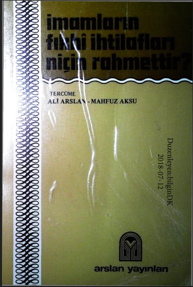İmamların Fıkhî İhtilafları Neden Rahmettir PDF | Ali Arslan