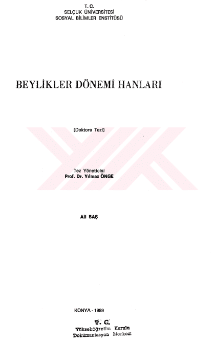 Beylikler Dönemi Hanları PDF | Ali Bas