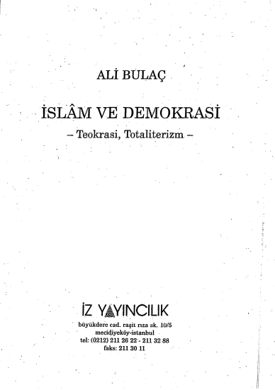 İslam ve Demokrasi: Teokrasi, Totaliterizm PDF | Ali Bulac