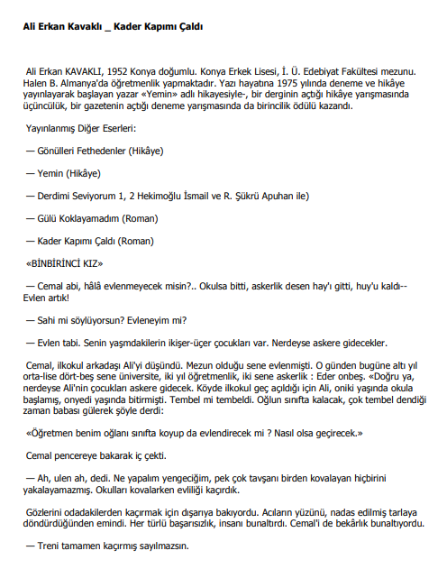 Kader Kapımı Çaldı PDF | Ali Erkan Kavaklı