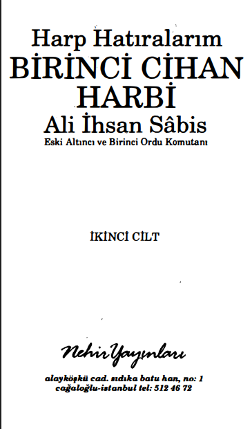 Harp Hatıralarım Cilt 2 PDF | Ali İhsan Sabis