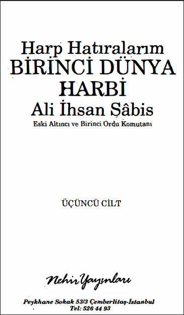 Harp Hatıralarım Cilt 3 PDF | Ali İhsan Sabis