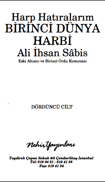 Harp Hatıralarım Cilt 4 PDF | Ali İhsan Sabis