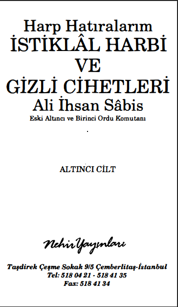 Harp Hatıralarım Cilt 6 PDF | Ali İhsan Sabis