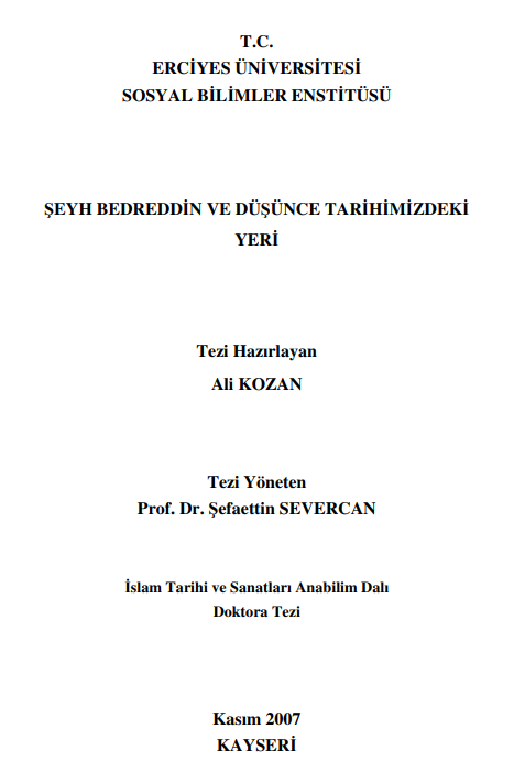 Şeyh Bedreddin ve Düşünce Tarihimizdeki Yeri PDF