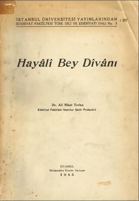 Hayali Bey Divanı PDF | Ali Nihat Tarlan