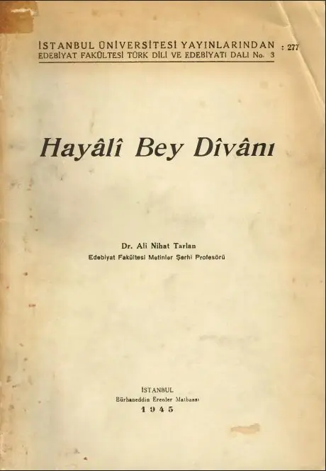 Hayali Bey Divanı PDF | Ali Nihat Tarlan